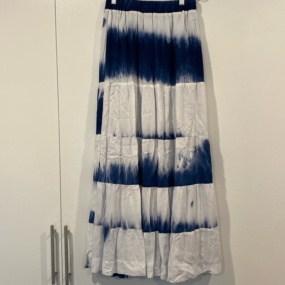 Dresses & Skirts - Blue and white tie dye tiered maxi skirt